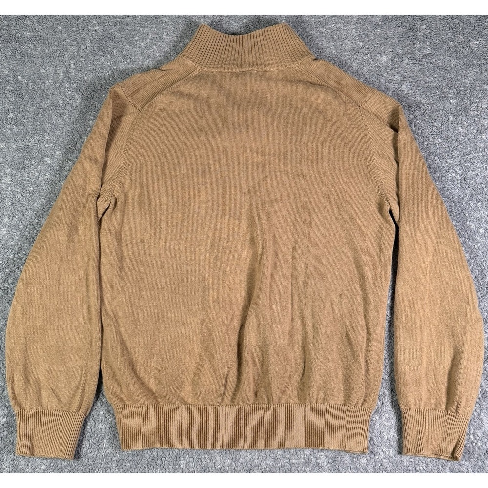 Vintage Gap Sweater Mens Medium Tan Quarter Zip Elbow Patches Cotton Preppy - Picture 2 of 6